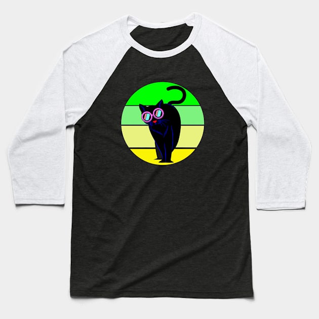 Cat wearing sunglasses Baseball T-Shirt by YaiVargas